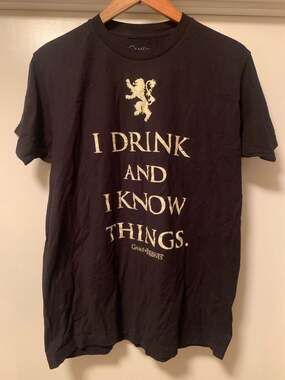 Game of Thrones I Drink and I Know Things Black T-Shirt Large
